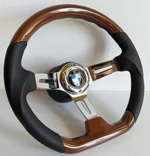 Steering Wheel Fits For BMW Flat Bottom Wood Chrome Sport E31 E34 E36 92-96