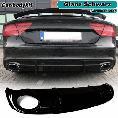 Glanz Schwarz Diffusor Hinten Stoßstangen Spoiler Lippe für Audi A7 S-Line 11-14