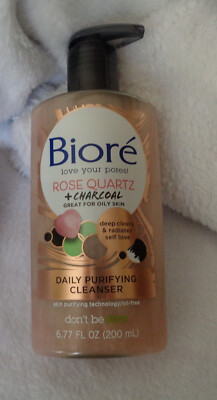 New Biore Rose Quartz + Charcoal Daily Purifying Cleanser 6.77fl oz/200ml