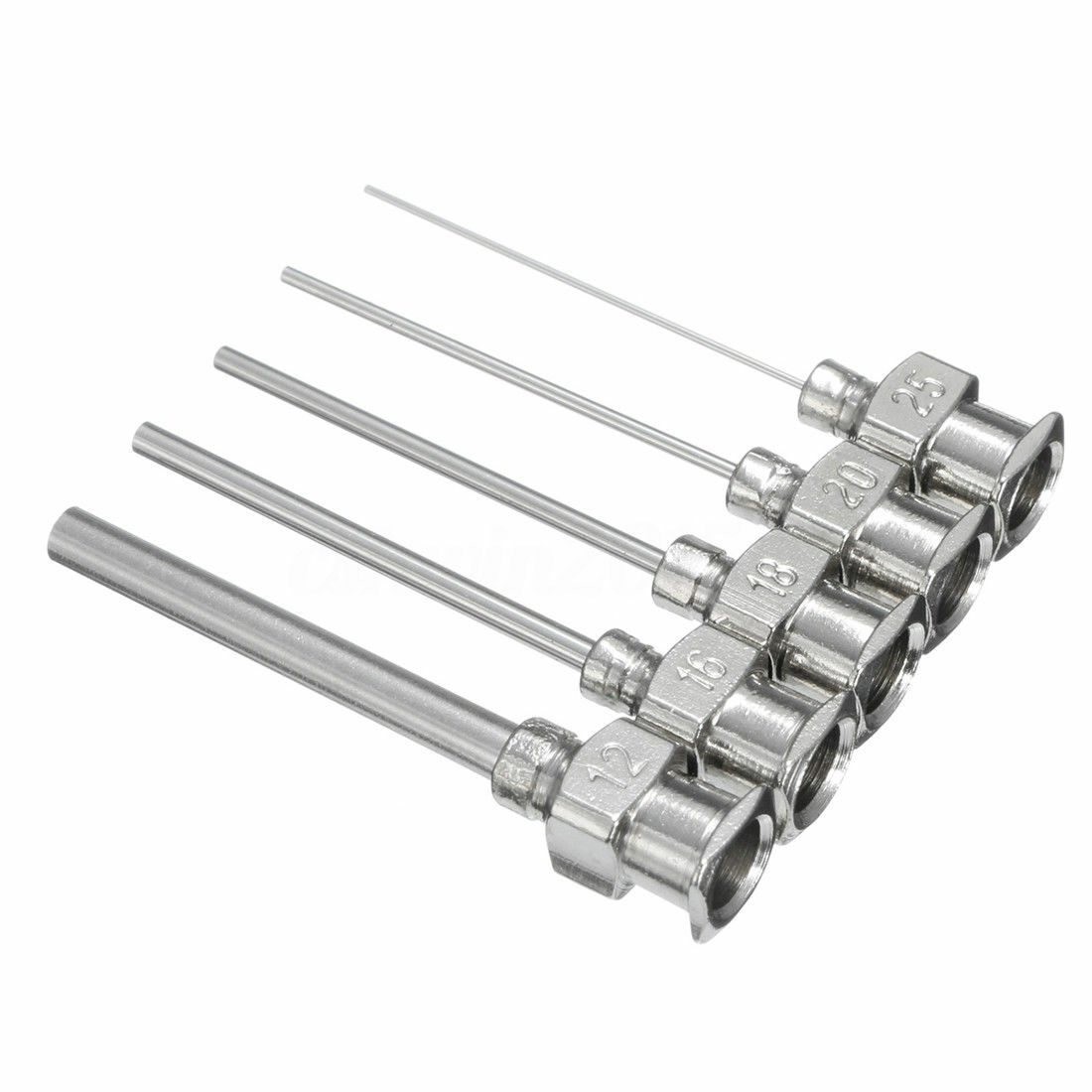 5 Pack Blunt Dispensing Syringe Needles - Stainless Steel, Assorted Gauges 12G-25G