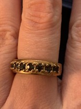 VTG DESIGNER 925 STERLING SILVER GOLD VERMEIL NATURAL SAPPHIRE STONE BAND RING