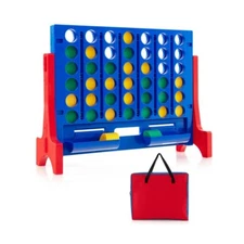 Jumbo 4-to-Score Connect Game Set 2 Tray Holding 42 Colorful Coin & Carrying Bag