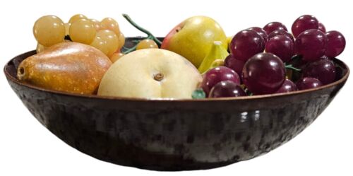 Ciotola 10 pezzi frutta pietra alabastro italiana antica vintage ottime condizioni - Foto 9 di 14