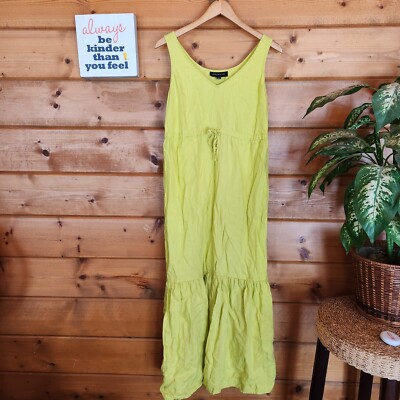 Maxi Dress Lime Green Linen Dress Jones New York Sleeveless Tiered