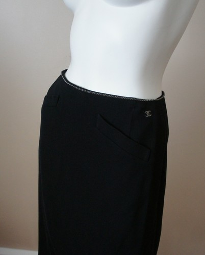 Auth Chanel 00A Black Wool Chain Skirt Size 38 - Picture 3 of 10