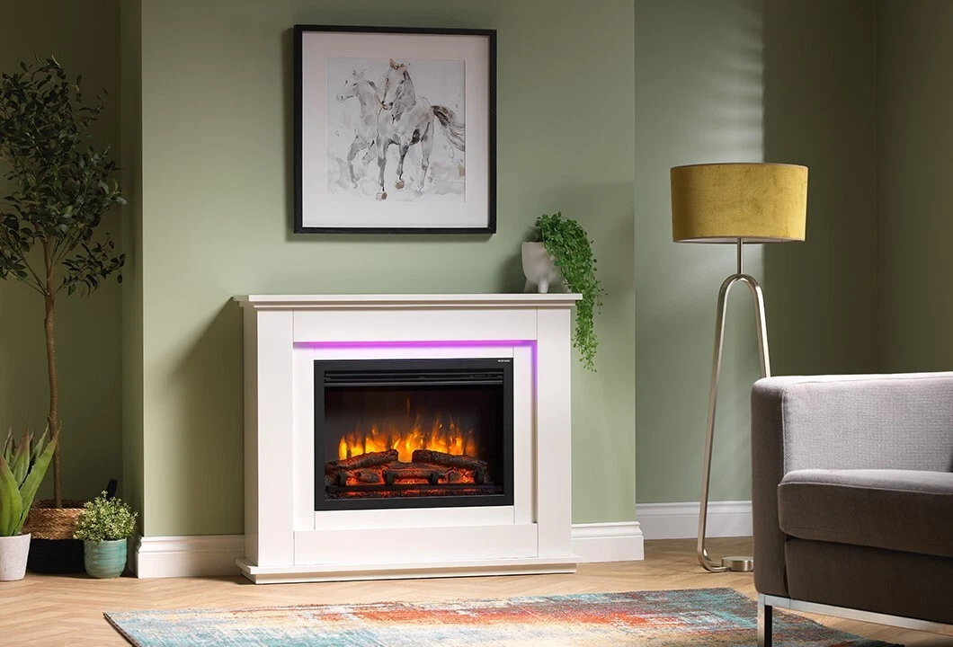 Endeavour Fires Castleton Electric Fireplace with an Off White MDF Fire  Mantel | eBay