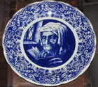 Vintage Boch Delft Belgium Old Woman Granny Large Plate Platter 15 1/2 In Wall — photo 1