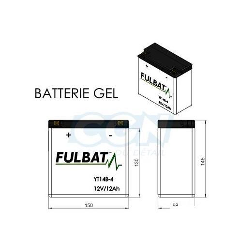 Batterie YT14B-4 moto 12V 12Ah gel Fulbat pour scooter de route