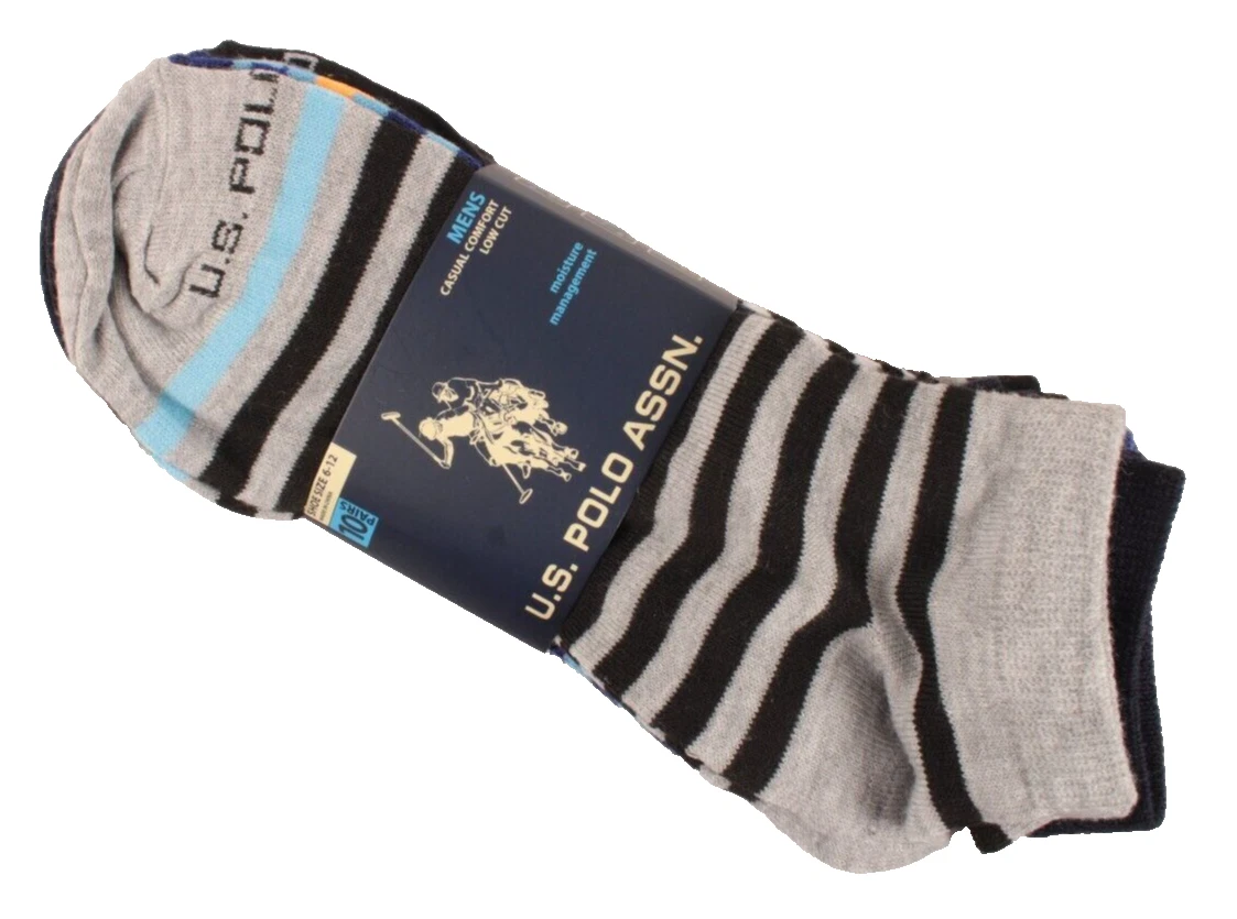 US Polo Assn Low Cut Multicolor Socks 10-Pack NEW Moisture Control