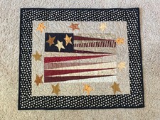 Handmade Lap Quilt Throw Wall Hanging Cottage Country Americana Flag Patriotic