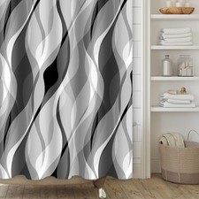 Modern Shower Curtain,Striped Gray Shower 72"W x 72"L Pack of 1 Grey Black