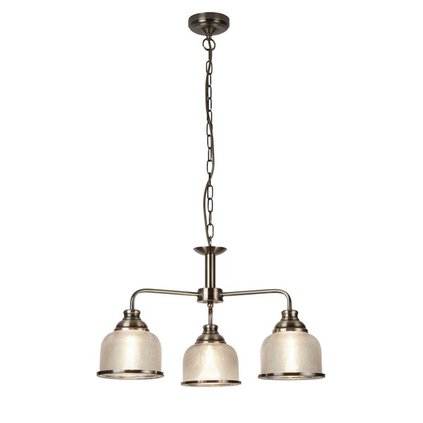 HäNgeleuchte HäNgelampe 3-Flammig E27 Ø 56 Cm In Messing Antik Klar Glas-image