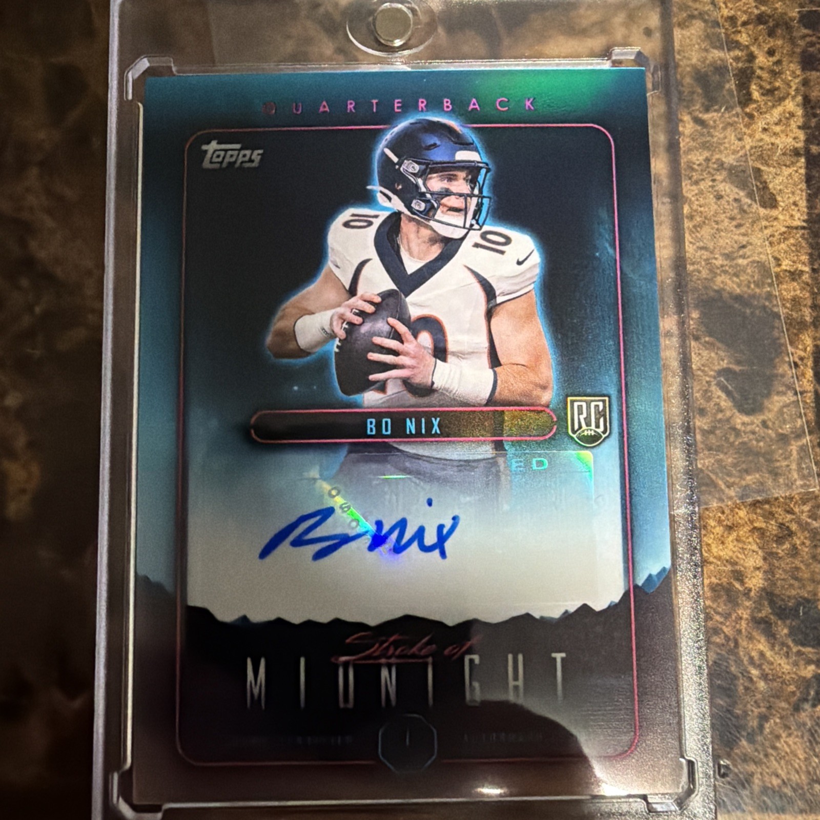 2024 Topps Midnight Football Bo Nix Rookie Auto RC Stroke of Midnight SP Insert