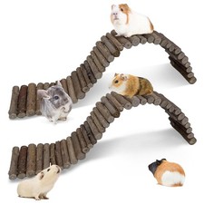 2 PCS Natural Wood Hamster Climbing Ladder Hideout Play Toy 21.7x3.5 Inch