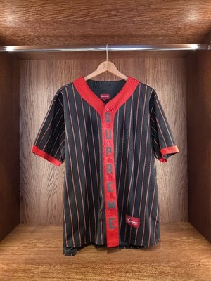 Supreme Vertical Logo Baseball Jersey Red New Authentic FW18 XLARGE BLACK RED