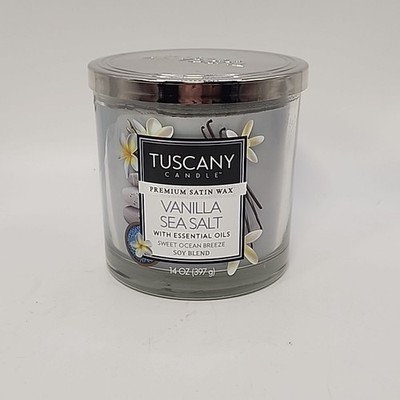 Tuscany Candle Premium Satin Wax Soy Blend Vanilla Sea Salt 14 oz 3 Wick
