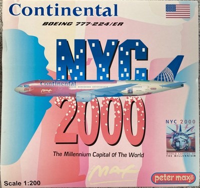JC Wings 1:200 XX2108 Boeing 777-224/ER Continental NYC 2000 N77014 Peter Max