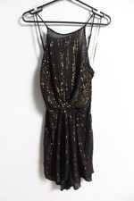 BIBA Womens Short Playsuit Striped Black Gold - Size Medium M H77 