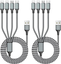 2 6FT 4-in-1 Multi Charging Cable USB Fast Charger Cord for Phone Tablet