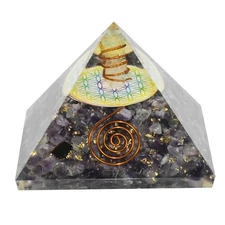 Amethyst Orgone Pyramid Copper Spiral Coil Reiki Healing Quartz Crystal Therapy
