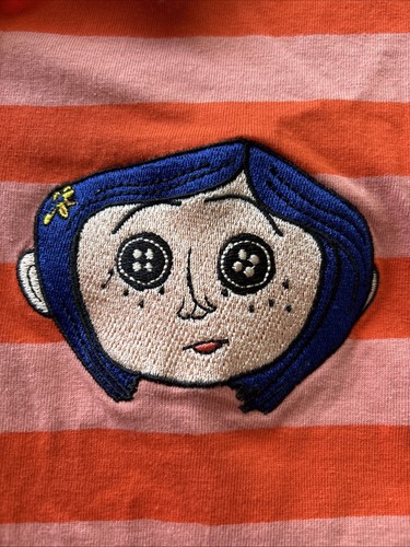 Camisa Coraline Jones Naranja Rayas Bordada Manga Larga Talla XL Gaiman - Imagen 3 de 9