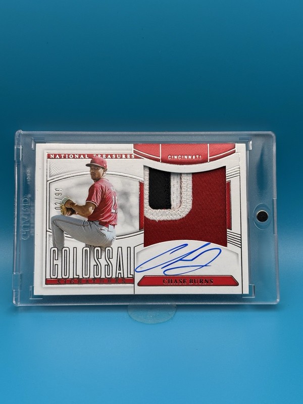 2025 National Treasures Chase Burns Colossal Signatures Patch Auto /99 Reds