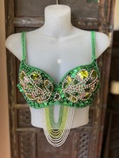 Belly Dance Bra And Belt Set 34 B Cup Green beautiful  Brand New 