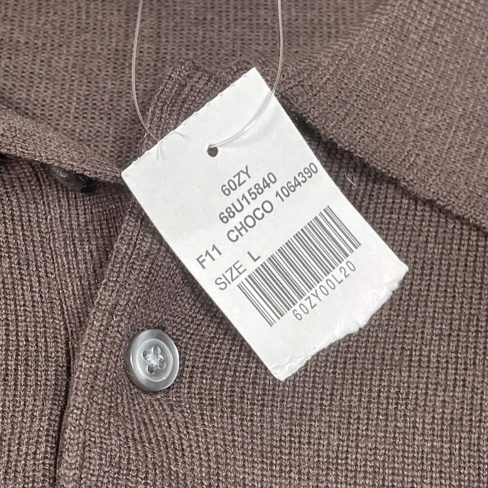 Vtg Linea Uomo Mens Size Large Collar Sweater Wool Blend Brown New Flawed - Image 4 of 4