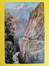 Old postcard Raphael TUCK relief illustration THE PYRÉNÉES The Road to LARUNS