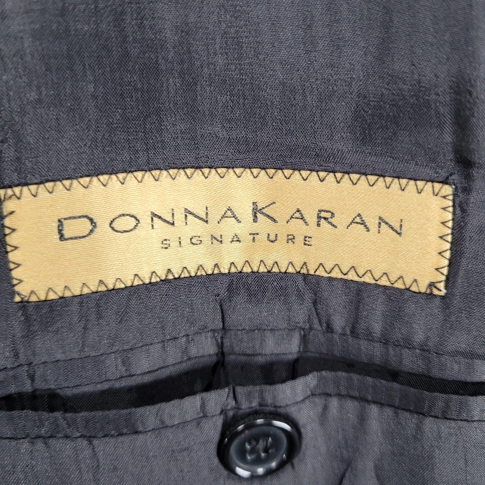 Blazer Abrigo Deportivo Donna Karan Negro 100% Lana Rayas Hecho en Italia Talla 44L Foto 3 de 4