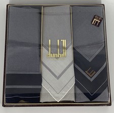 Dunhill London Cotton Handkerchief Pocket Square Lot Of 3 Authentic Japan NOS