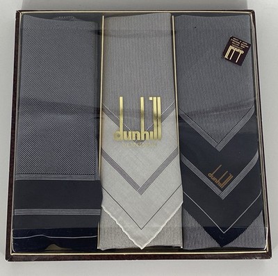 Dunhill London Cotton Handkerchief Pocket Square Lot Of 3 Authentic Japan NOS