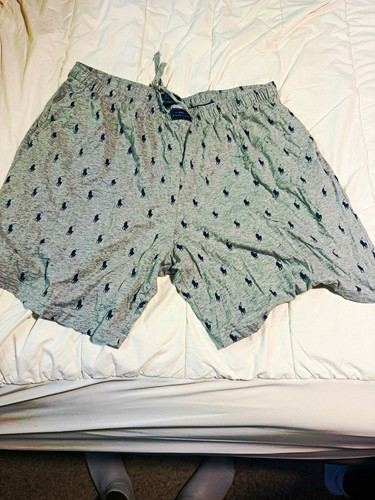 Polo Ralph Lauren Men's 3X Big & Tall Gray Cotton Knit Logo Sleep Shorts