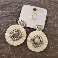 American Icon Ivory Earrings by Charming Charlie NWT raffia dangle earrings