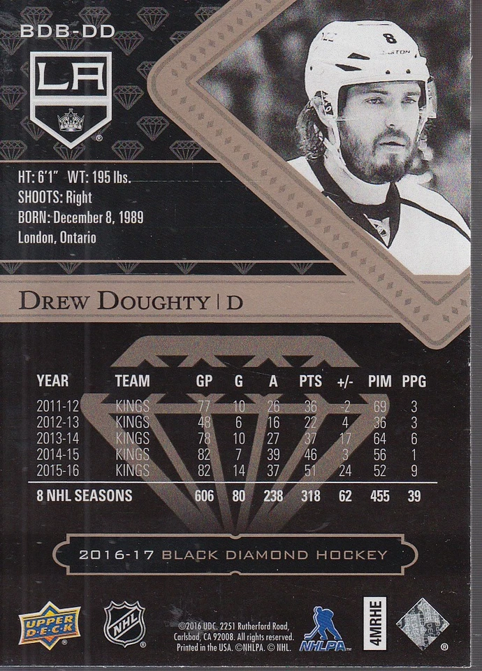 2016-17 Black Diamond Pure Black #BDBDD Drew Doughty /99 - Image 2 of 2