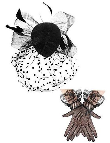 Fascinators Hat for Women Pillbox Hat Black Veil Funeral Hat Tea Party Hat