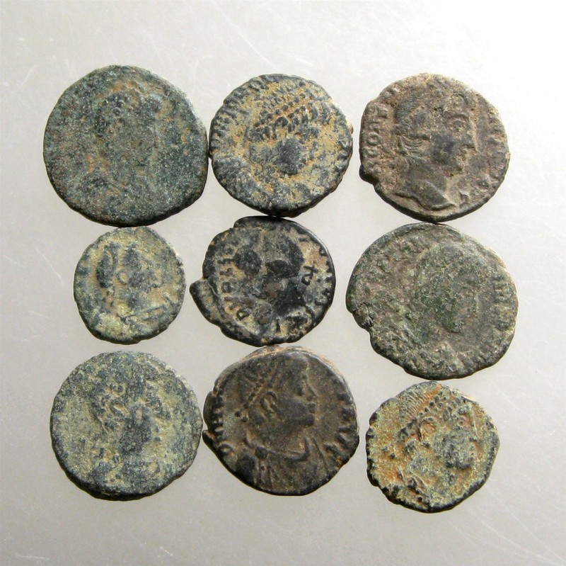 LOT OF 9 SMALLER ROMAN AE COINS________2nd - 4th Century AD________UNIDENTIFIED