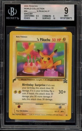 Pokemon Birthday Pikachu World Coll. English Promo #24 BGS 9 Mint