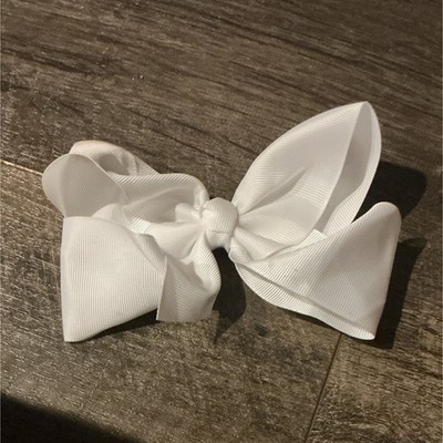 White Bow Hair Clip for Girls, Classic Solid, One Size