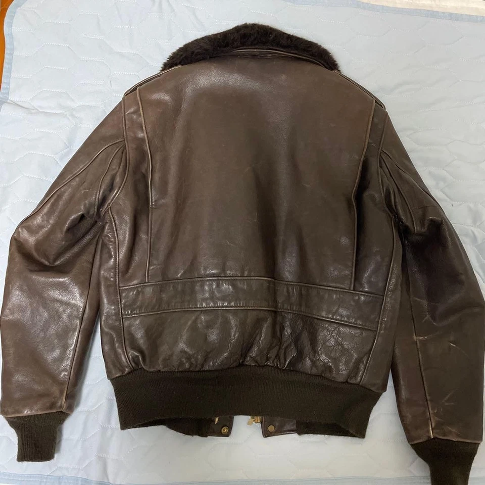 Schott G-1 A-2 Leather Flight Jacket Dark Brown Size 40 Made in USA Used - Image 2 of 4