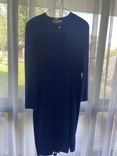 Vintage Morgan Taylor Royal Blue Dress Womens 10 Long Sleeve Midi Secretary 