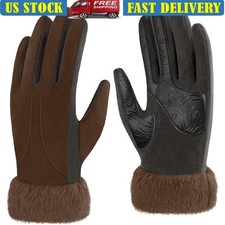 Women's Winter Fleece Gloves Touchscreen Silicone Palm Grips Warm Cold Weather
