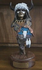 BRUCE CONTWAY Bronze Sculpture "BUFFALO SHIELD" 1980  11.5" tall  Ltd. Ed. 9/45