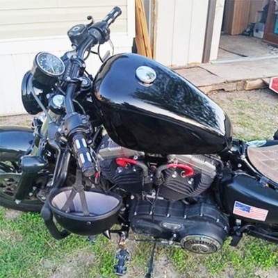 Gloss Black 16L 4.2 Gal Fuel Tank & Cap For Harley Sportster 883