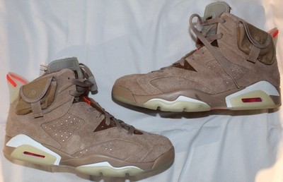Nike Air Jordan 6 Retro Travis Scott British Khaki Suede High Top Zipper Pocket