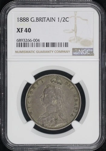 1888 Great Britain Silver Half Crown KM#764 NGC XF-40