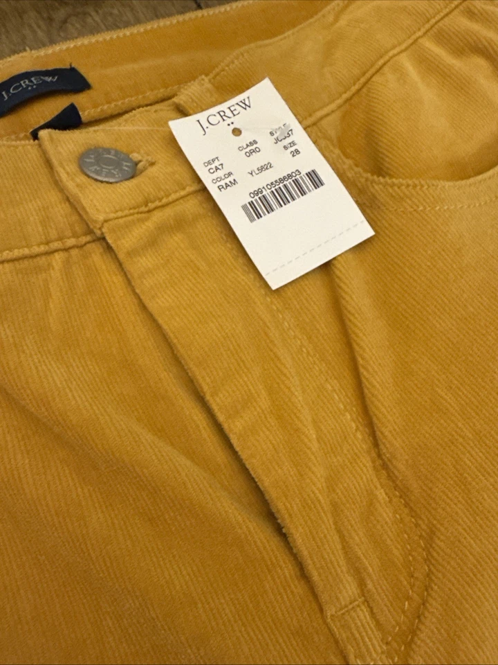 Pantalones para mujer J Crew amarillo dorado pana piernas rectas talla 28/6 nuevos con etiquetas Foto 2 de 4