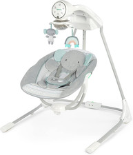 Inlighten 5-Speed Baby Swing - Swivel Infant Seat, 5 Point Safety Harness, Natur