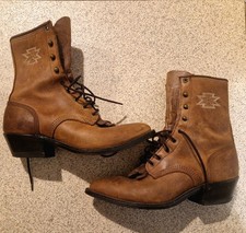 Vintage Abilene Lace Up Roper Boots Womens size 5 Brown Cowboy  Western USA
