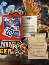 Fundex Phase 10 Dice Game (2004) Complete w/ Tin, Score Card, & Instructions